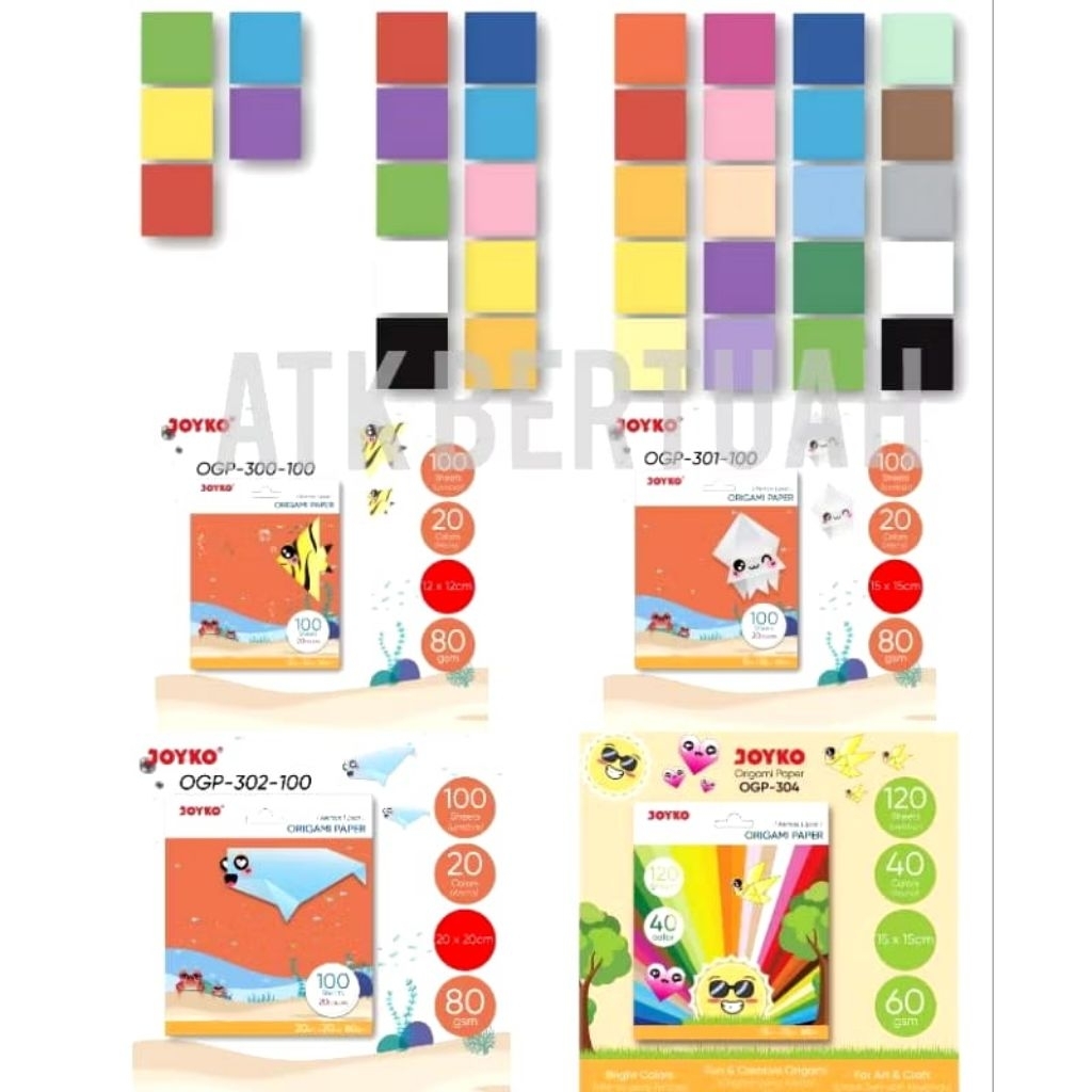 

JOYKO OGP300 OGP301 OGP302 OGP304 DOUBLE SIDE COLOR ORIGAMI PAPER KERTAS LIPAT BOLAK BALIK WARNA 12 15 20 CM