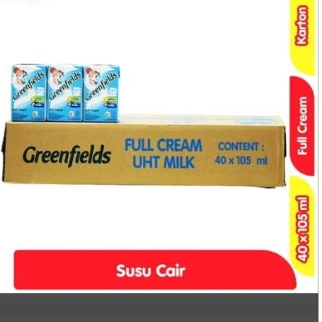 

SUSU UHT /1 KARTON GREENFIELDS/indomilk 40 kotak/Dus/ Full cream/coklat/stowberry