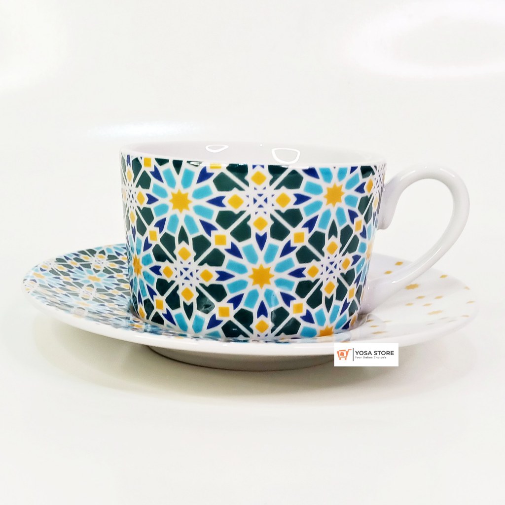 Cangkir Keramik Kopi Teh Motif Maroko Kedaung Home  - 2 Pcs