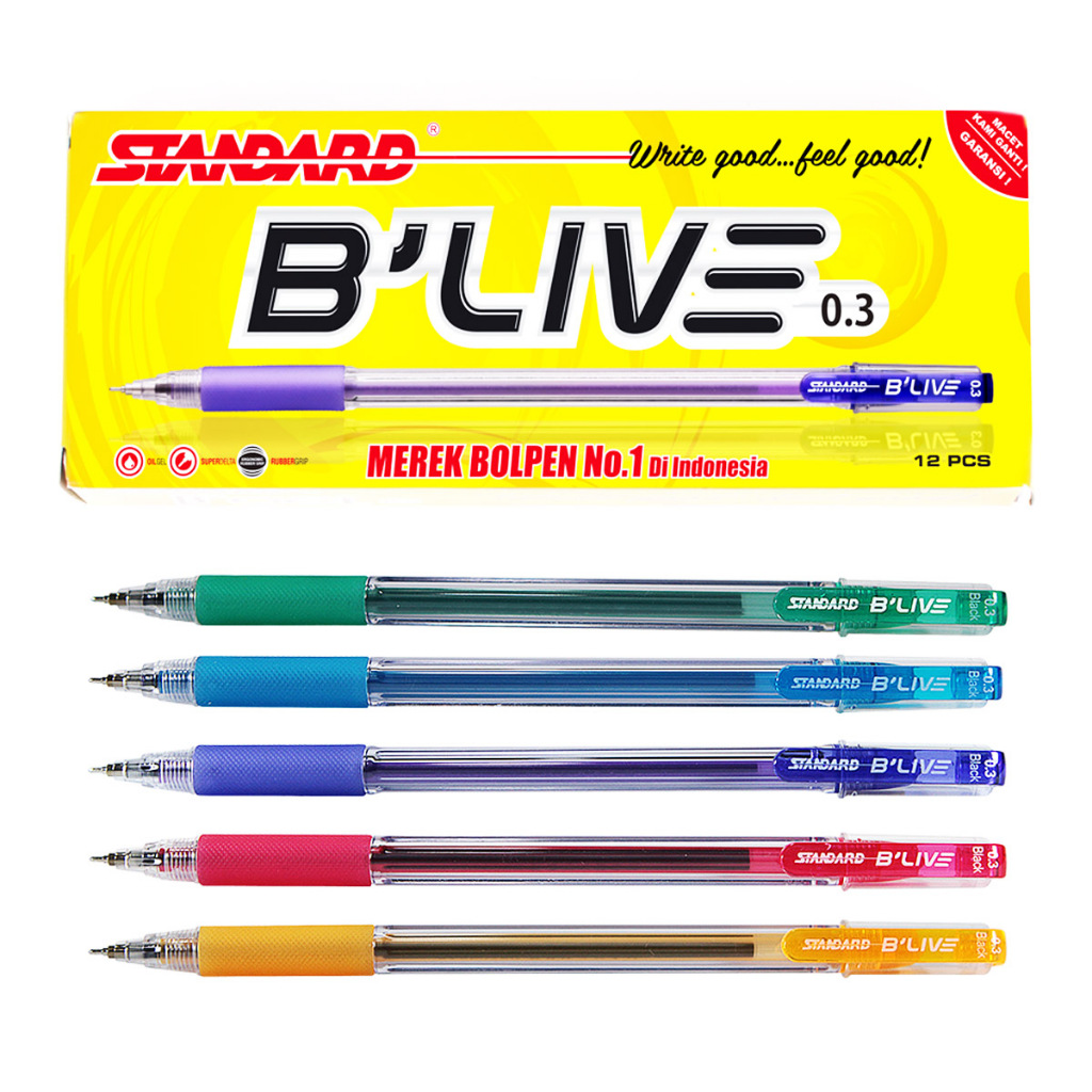 

Ballpoint Standart B'LIVE 0.3mm Pulpen Pena 1 PCS Warna Hitam