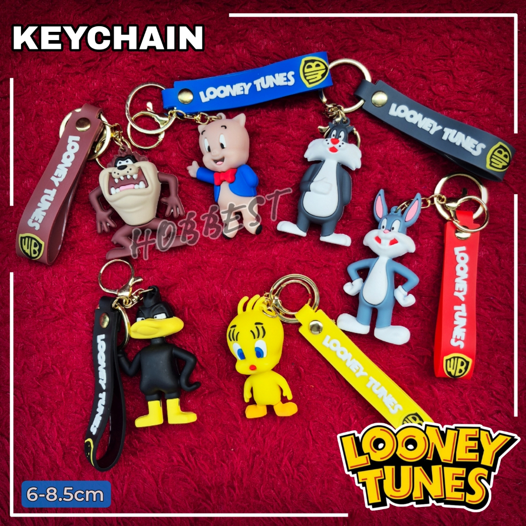 Keychain LOONEY TUNES - Gantungan Kunci Tas Ganci Mobil Action Figure Miniatur Tazmania Bugs Bunny