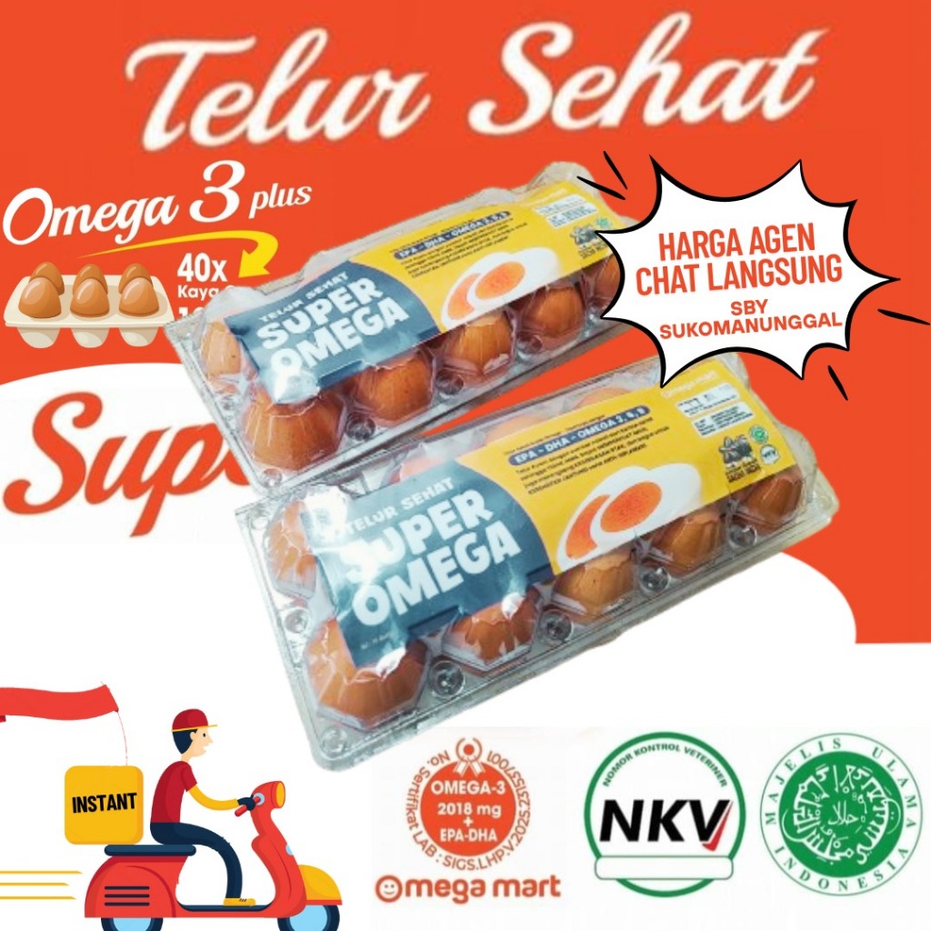

TELUR AYAM 100% PREMIUM OMEGA 3 SUPER SEHAT ISI 10 BUTIR (PENGIRIMAN INSTANT)