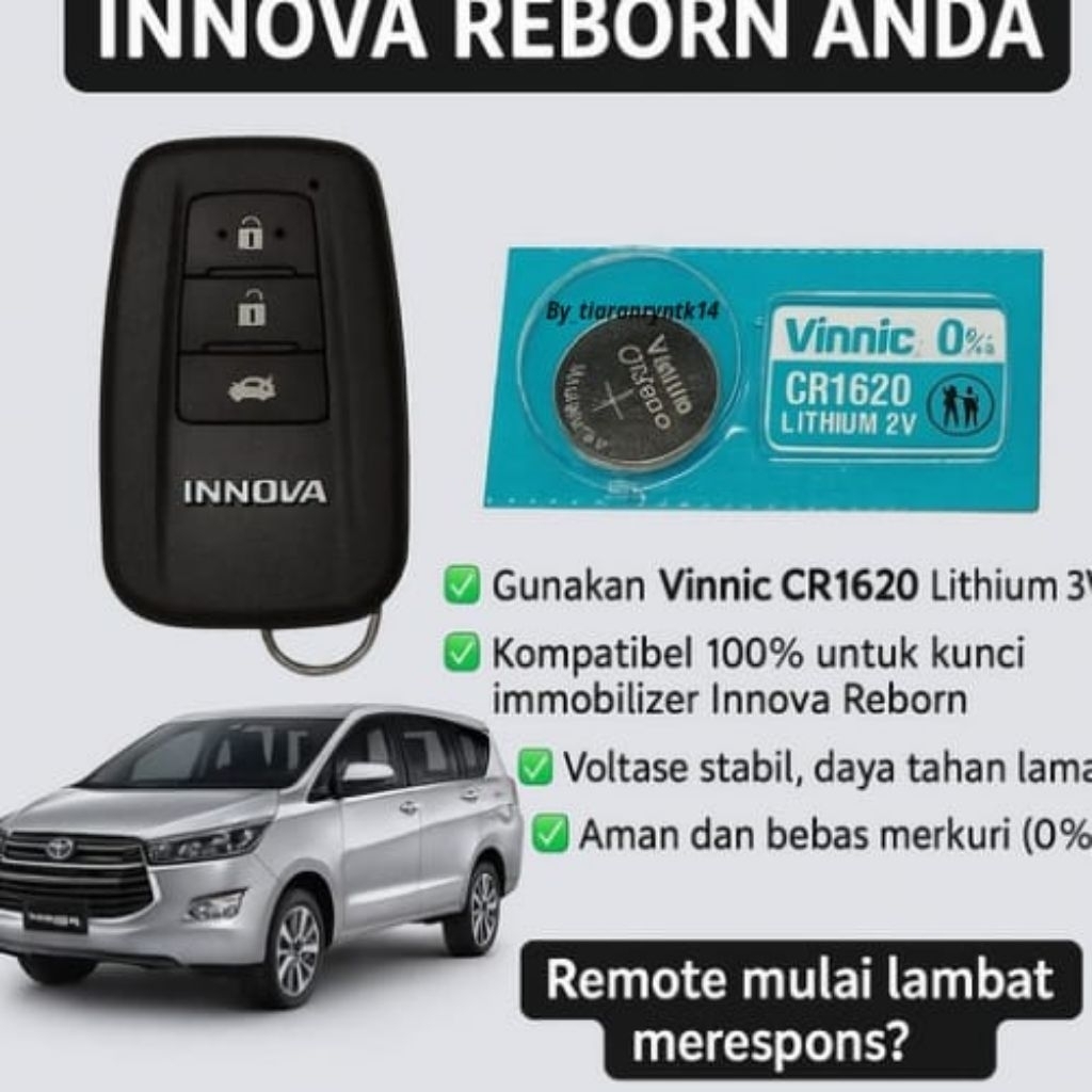 BATERAI REMOT KEYLESS MOBIL TOYOTA INNOVA REBORN ALARM MOBIL TOYOTA INNOVA