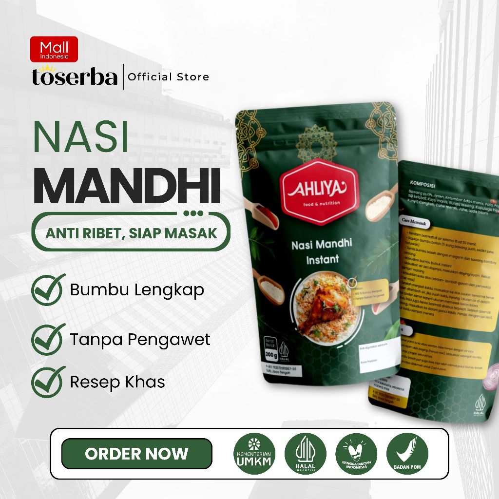 

Beras Basmati [220gr] + Bumbu instan Komplit Nasi Mandhi Khas Timur Tengah