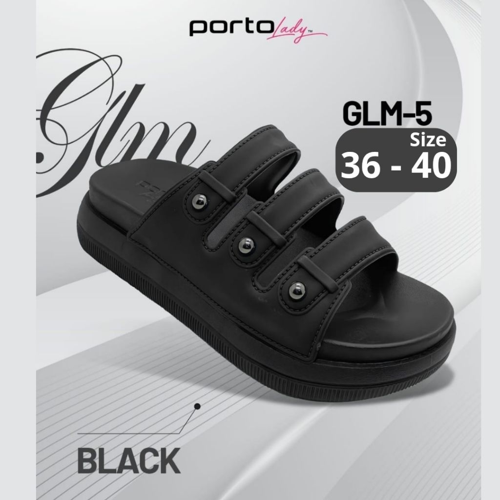 New Porto Lady GLM Sandal Wedges Sandal wanita Sandal Nyaman Sandal Hitam Sandal Empuk