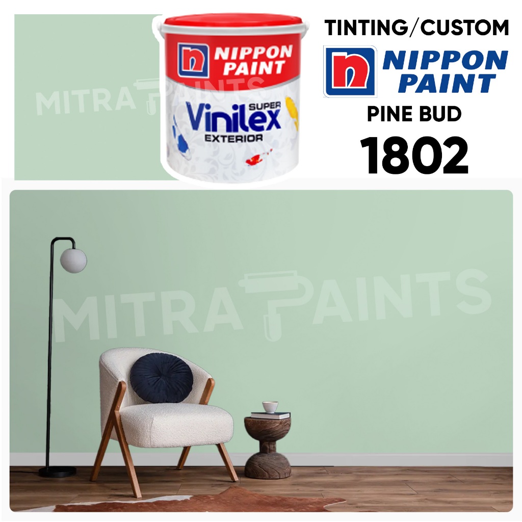 VINILEX SUPER EXTERIOR 5 KG WARNA PINE BUD 1802 / NIPPON PAINT CAT WARNA CUSTOM TINTING HIJAU SAGE