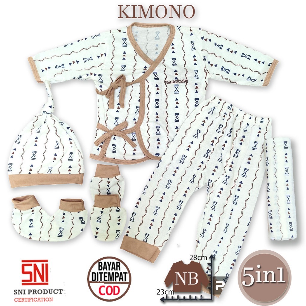 Ummakidz Kimono 5in1 Baju Bayi Perempuan Laki Perlengkapan Baru Lahir Stelan 0 6 Bulan Celana Bedong