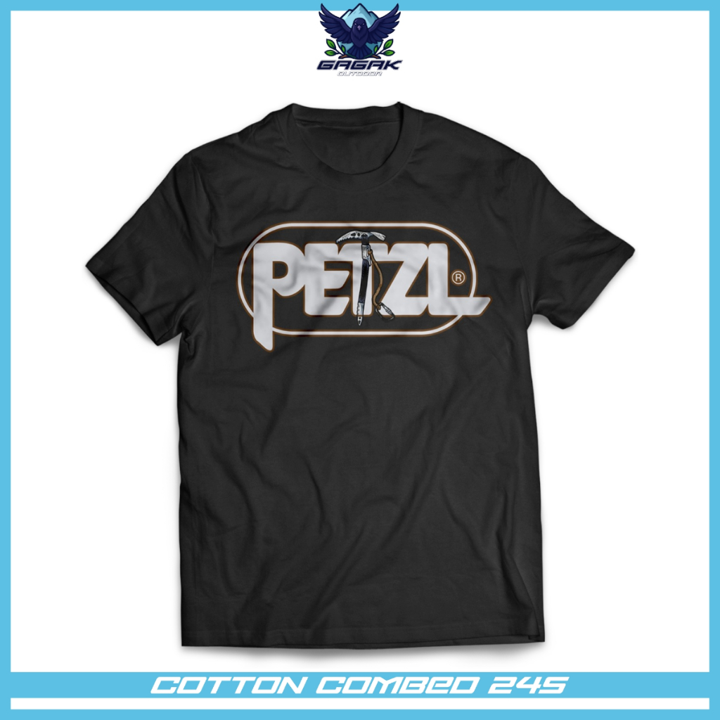 gagak outdoor Kaos Baju PETZL Pria dan Wanita Unisex Cotton Combed 24s pendaki gunung