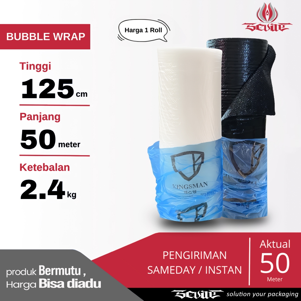 

SEVILE Bubble wrap Potong 40cm | 30cm | 20cm | 60cm | 125cm Hitam Putih bubblewrap 2.4 KG