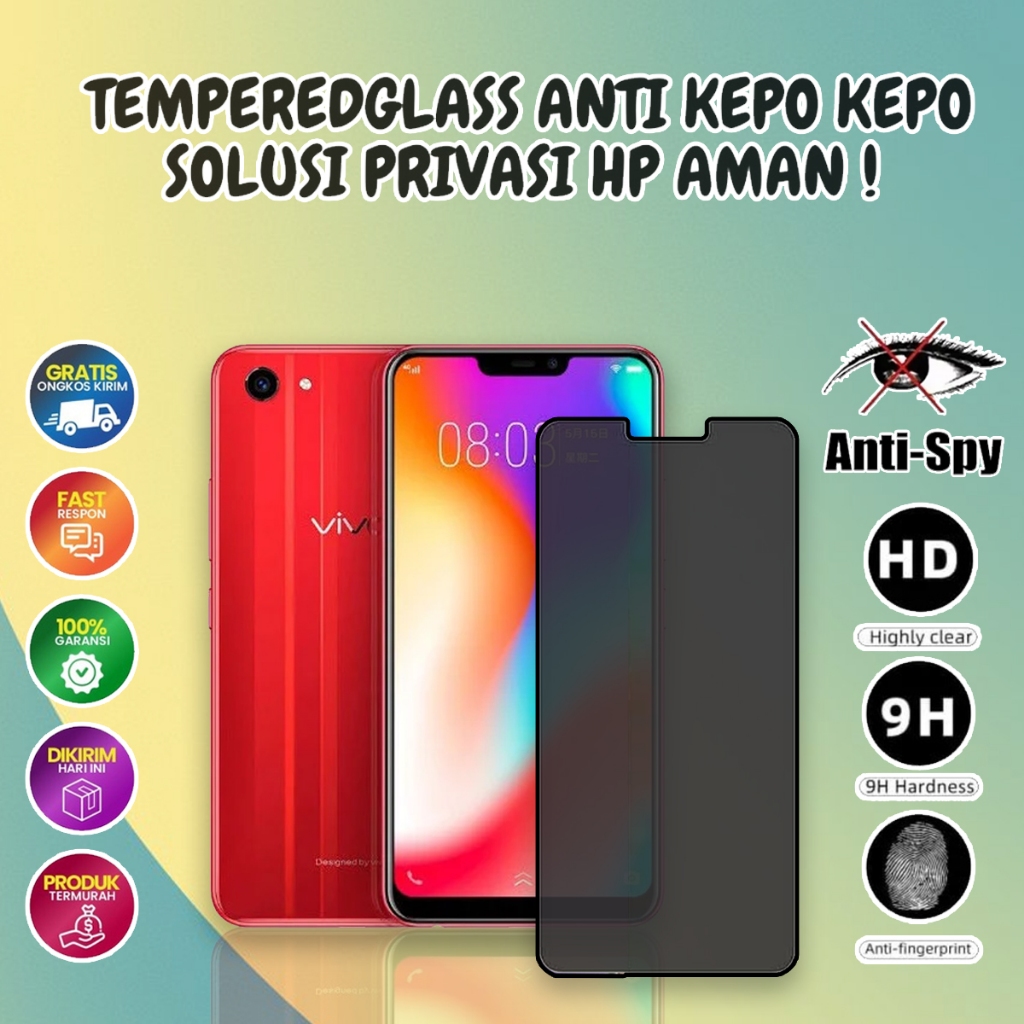 TEMPERED GLASS BLACK MATTE ANTI GLARE VIVO Y83 ( 1802 ) Anti Gores Ceramic Tg Full Spy Premium Desai