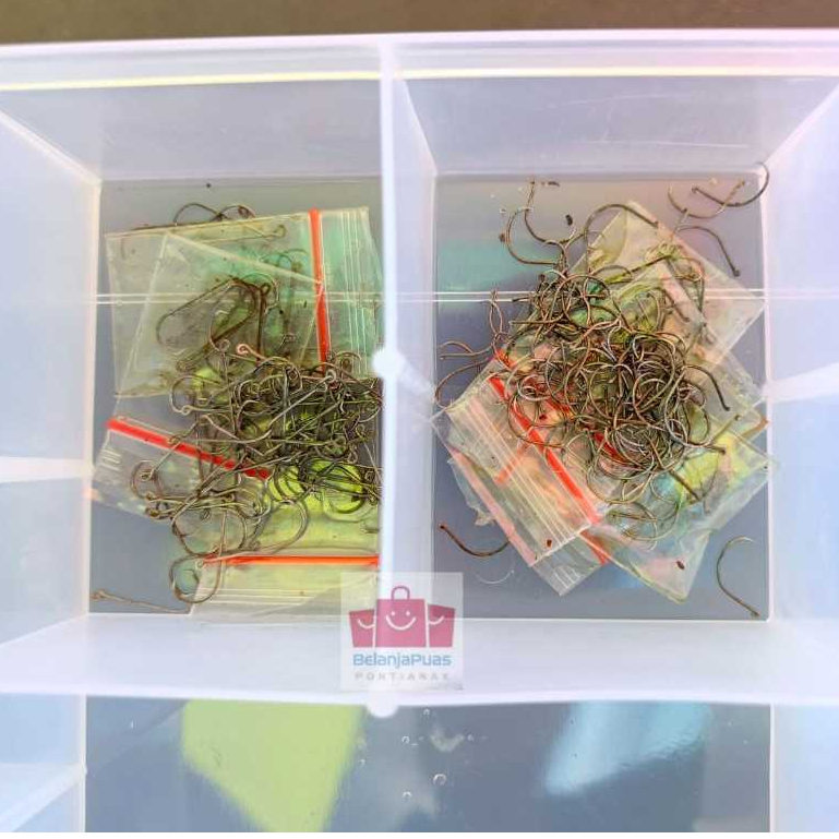 6 PCS Kail Pancing Udang Tipe Kecil/Besar Mata Kail Isi Set Ok