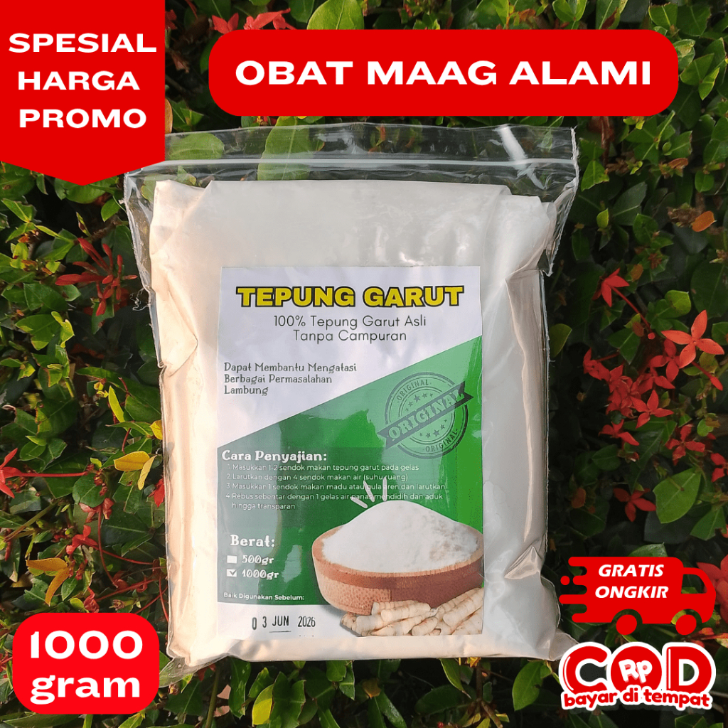 

TEPUNG GARUT/PATI ASAM LAMBUNG/ANGKRIK/ARROWROOT 1Kg 1000 gram