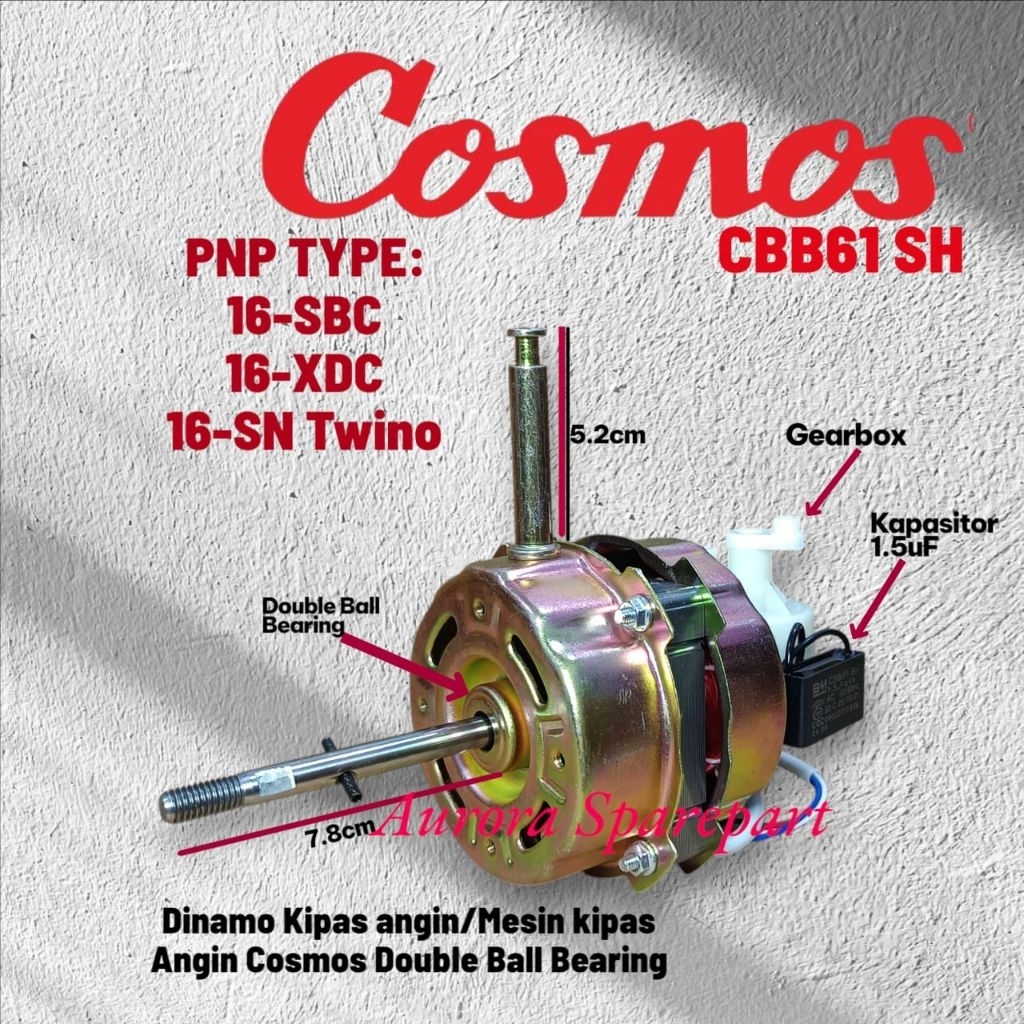 Dinamo kipas angin/mesin kipas angin Double bearing Cosmos 16-SBC 16-XDC 16-SN Twino