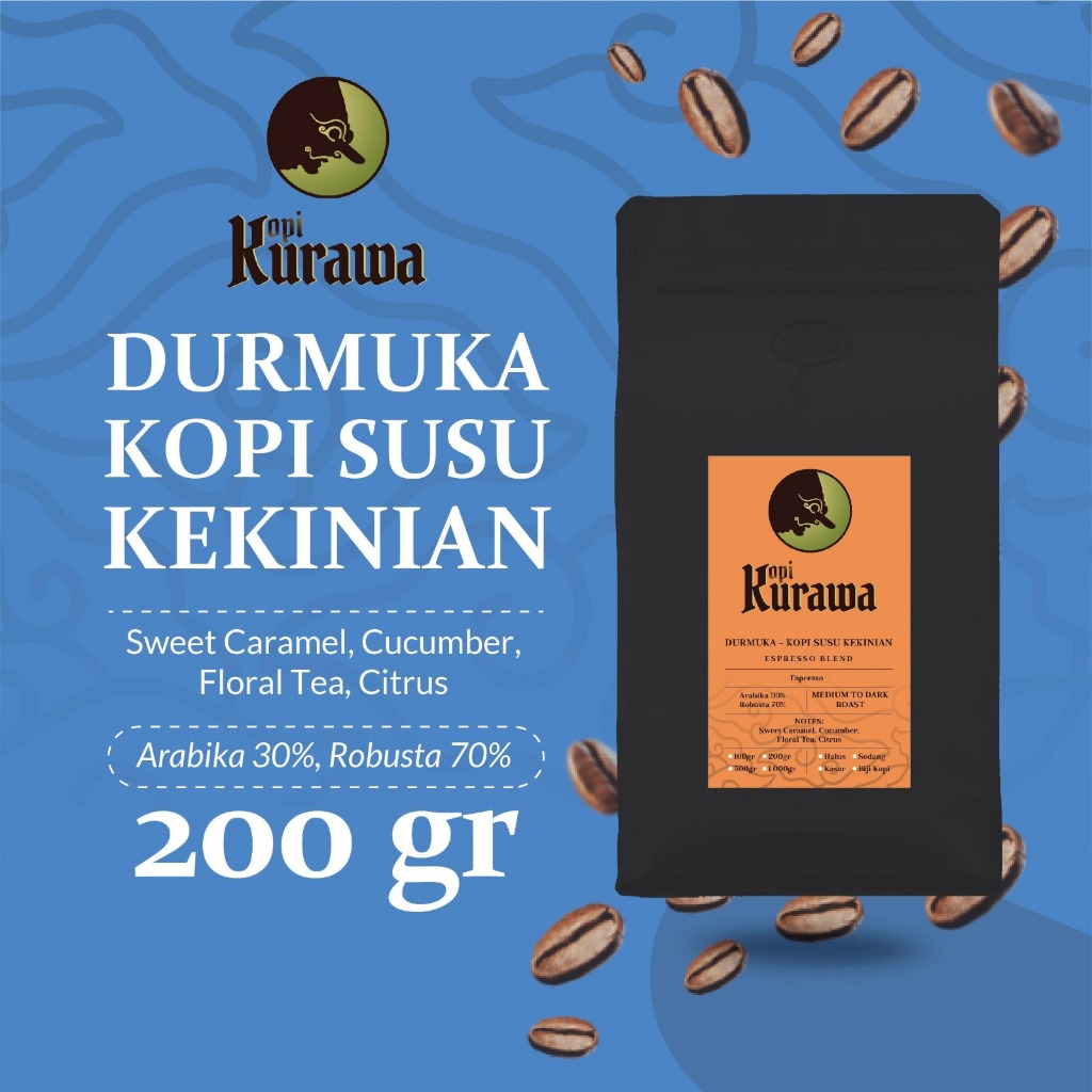 

Es Kopi Susu Kekinian Espresso Blend Coffee Roast Bean Durmuka 200gram
