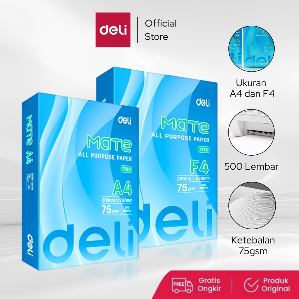 

Deli Kertas HVS / Copy Paper 500 lembar A4 F4 E7770 E7760