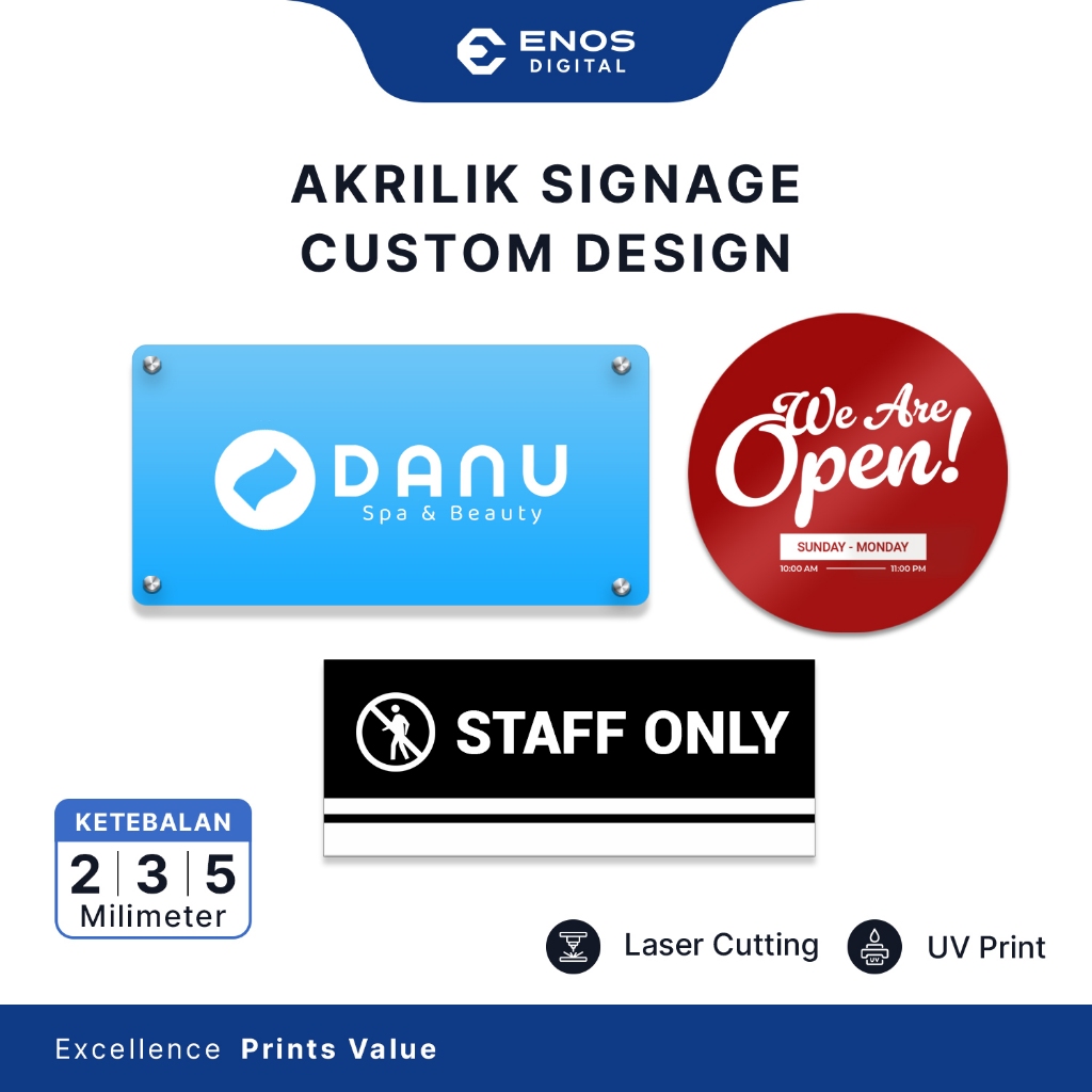 Custom Signage Akrilik – Plang Nama Toko / Papan Logo Usaha / Cetak Tulisan Akrilik
