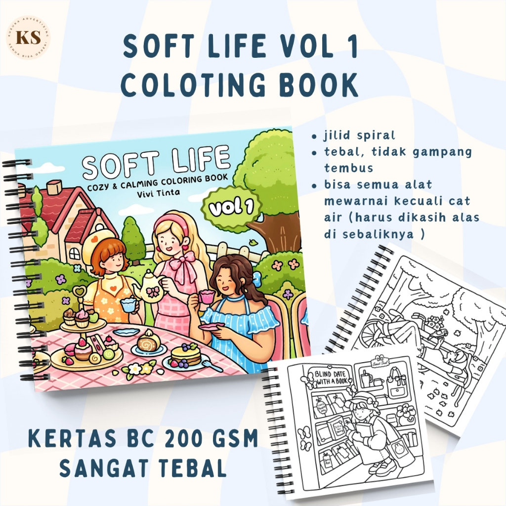 

SOFT LIFE COLORING BOOK VOL 1 Healing Partner Coloring Book For Kids Adults Cozy Buku Mewarnai Remaja Dewasa