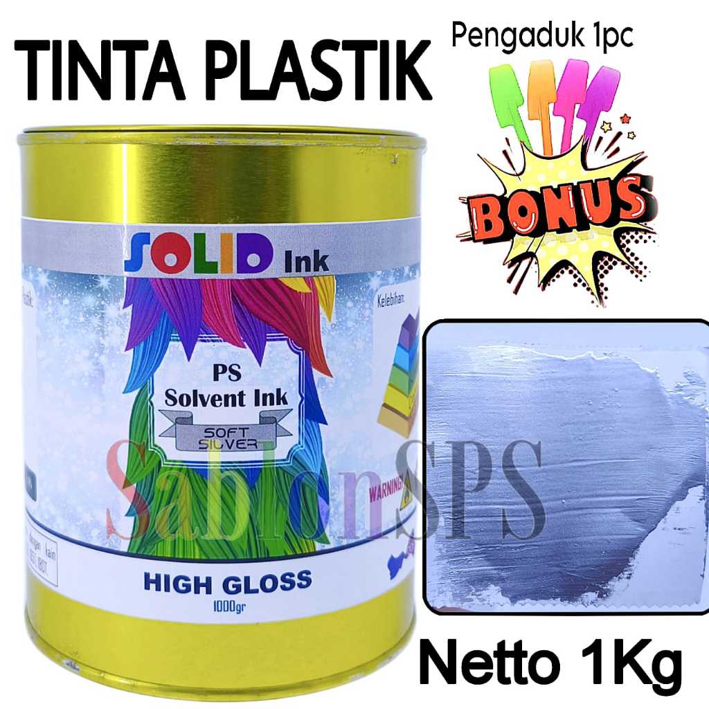 

CAT SABLON KANTONG PLASTIK KARUNG 1KG SOFT SILVER POLYMATE SOLID INK