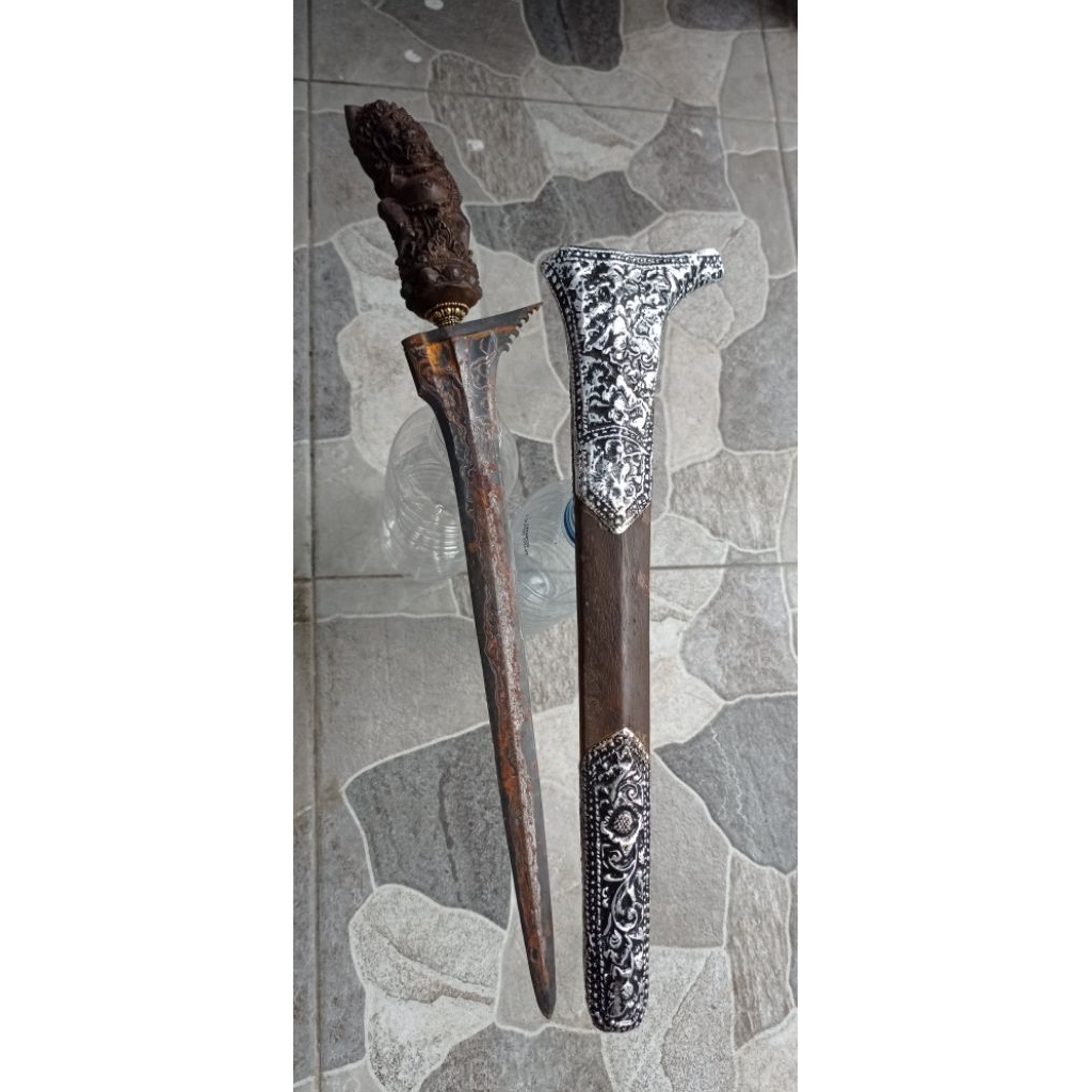 keris pamor kulit semangka panjang bilah 28,cm
