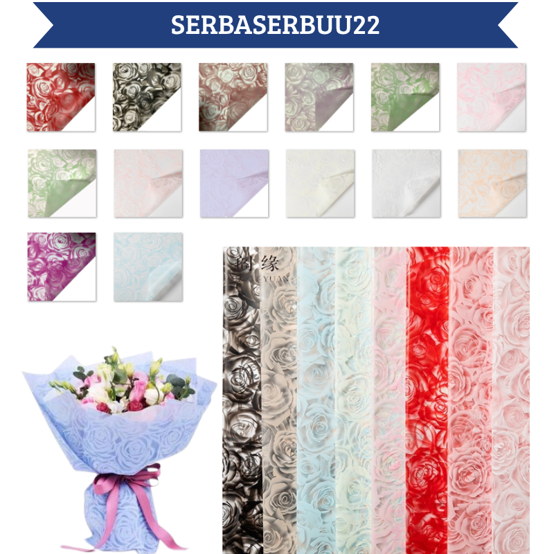 

Isi 20 LEMBAR Flower Wrapping Paper Motif Mawar Brokat Kertas Buket Bunga Mawar Cellophane KB051 SS22
