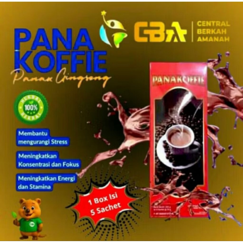

PANAKOFFIE ORIGINAL HARGA 1 BOX ISI 5 SACHET @20gr PANA KOFFIE KOPI STAM!NA ORIGINAL CBA