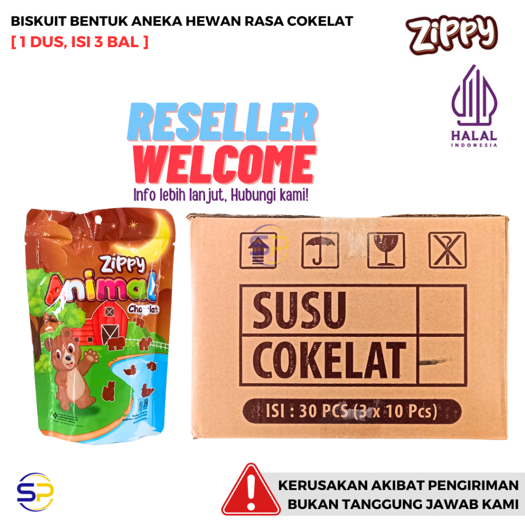 

ZIPPY POUCH ANIMAL Biskuit Bentuk Aneka Hewan [1 Dus, Isi 3 Bal]
