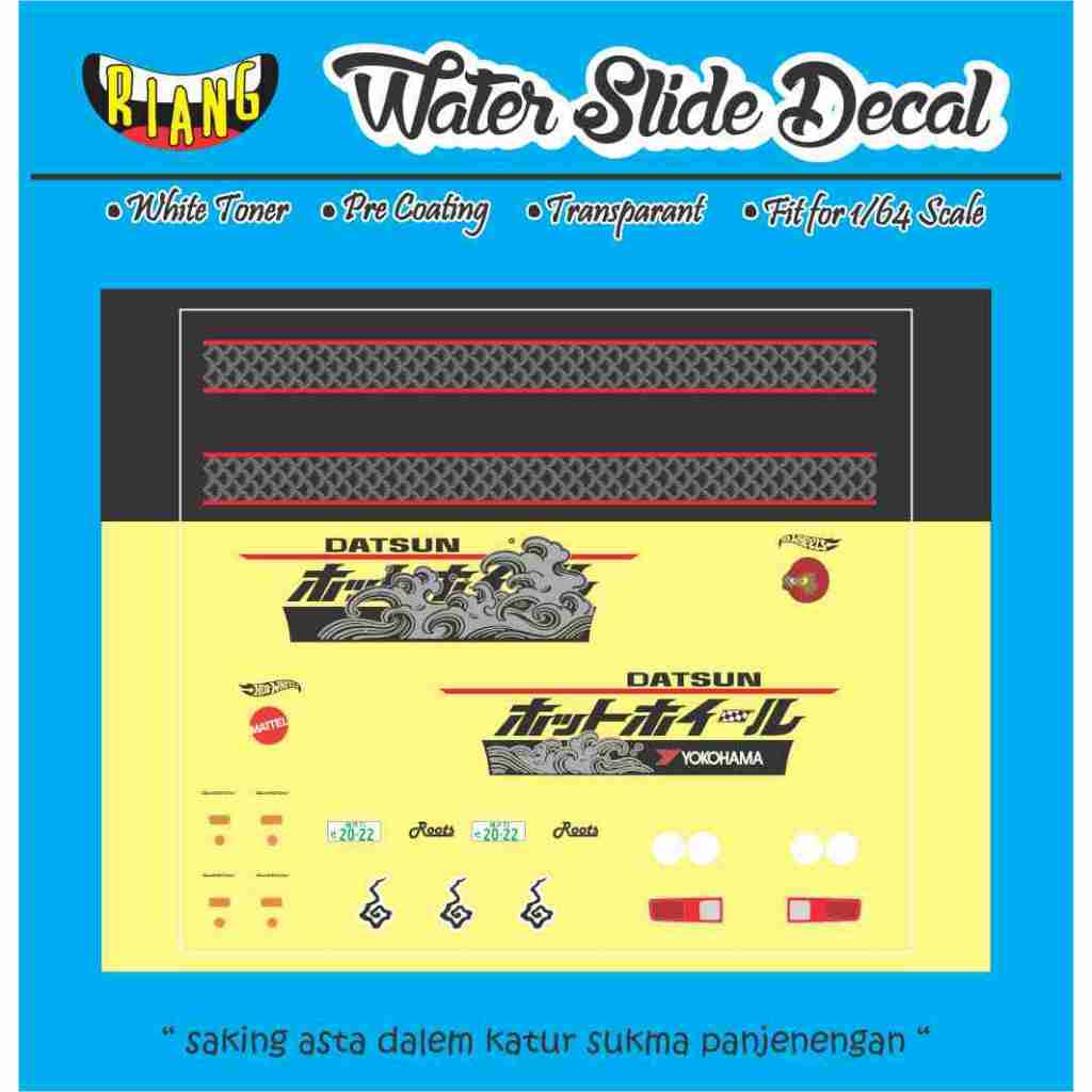 Decal Waterslide Hot Wheels Datsun 510 Japan Convention