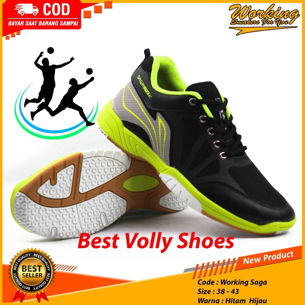 sepatu voli/ sepatu olah raga / sepatu lari /sepatu pria wanita / anti slip dan licin WORKING SAGA