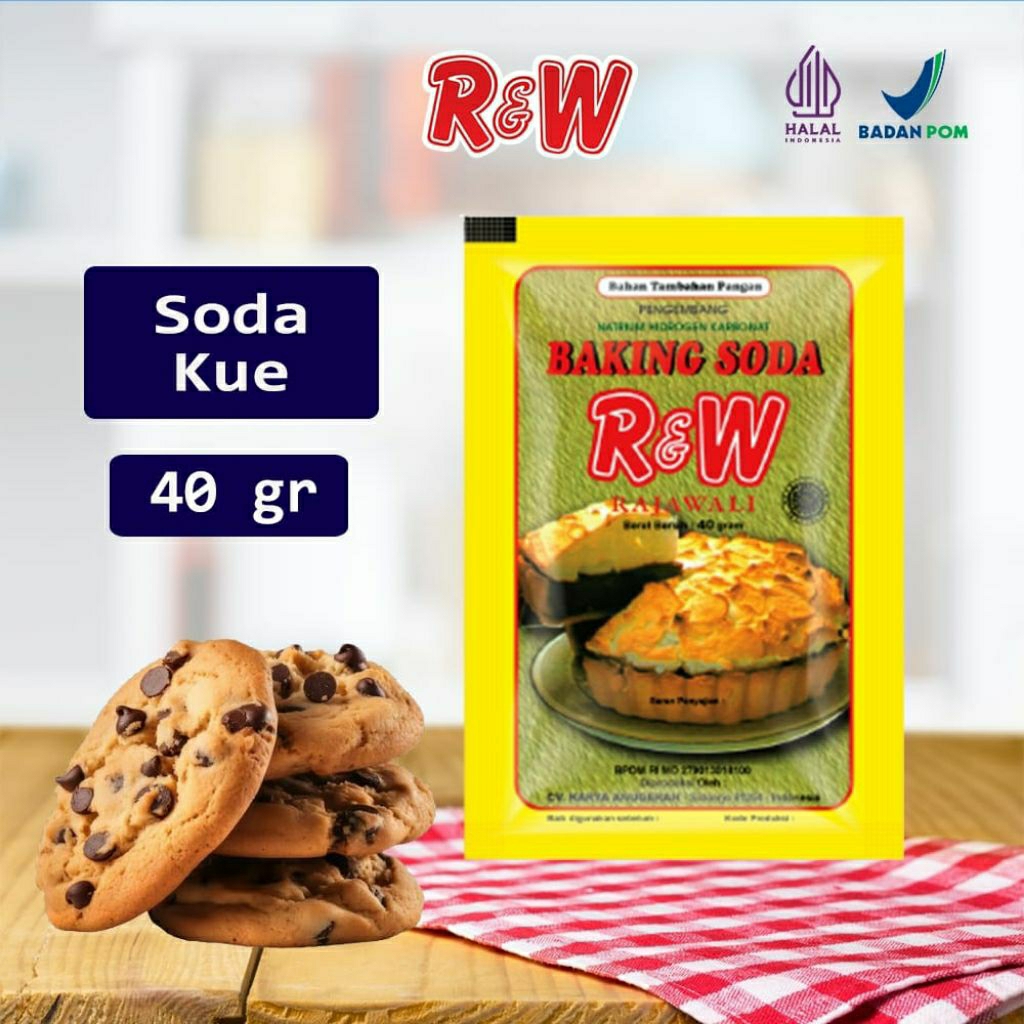 

Soda Kue Baking Soda Pengembang Kue Rajawali R&W RW 40 gr kuning promo -av