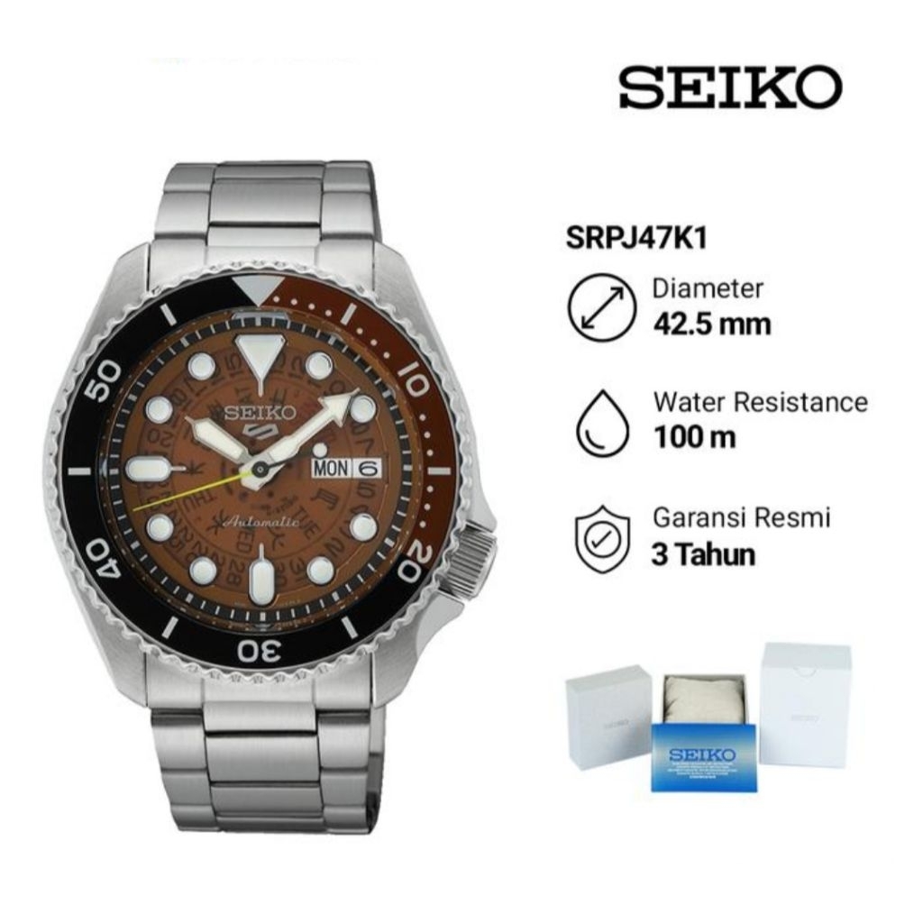 Seiko 5 Sports SRPJ47K1 Time Sonar SKX Sports Style Jam Tangan Pria Original