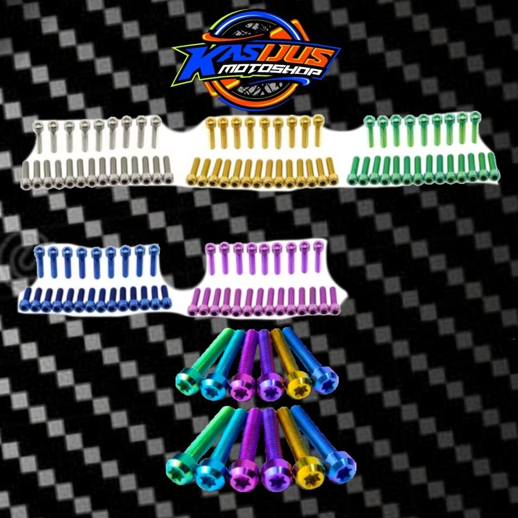 baut blok mesin cbr 250 rr titanium satu set 24 biji