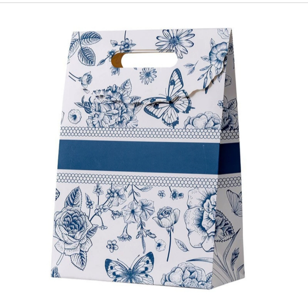 

GIFT BAG GOODIE BAG BLUE FLOWER ADA TUTUP MANIS TAS HADIAH ULANG TAHUN SOUVENIR