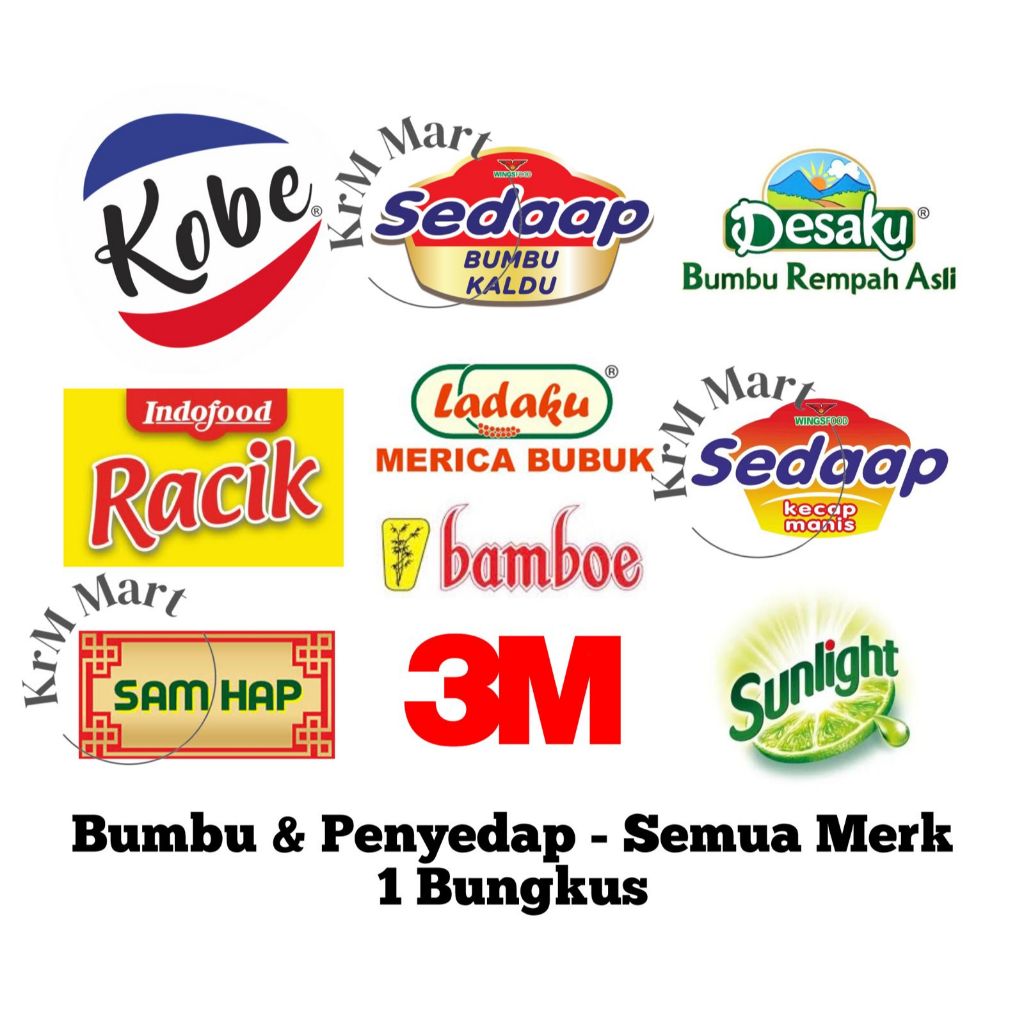 

Bumbu Masak semua Merk All Varian Kobe Nasi Uduk Kuning Kalasan Bebek Rendang Desaku Kunyit Ketumbar Kari Balado Opor Cabe Bawang Putih Racik Basah penyedap Sedap Sedaap Bumbu Kaldu Ayam Sapi Sambal Bamboe sambel ijo Sibumbu Samhap Ladaku Kecap Manis