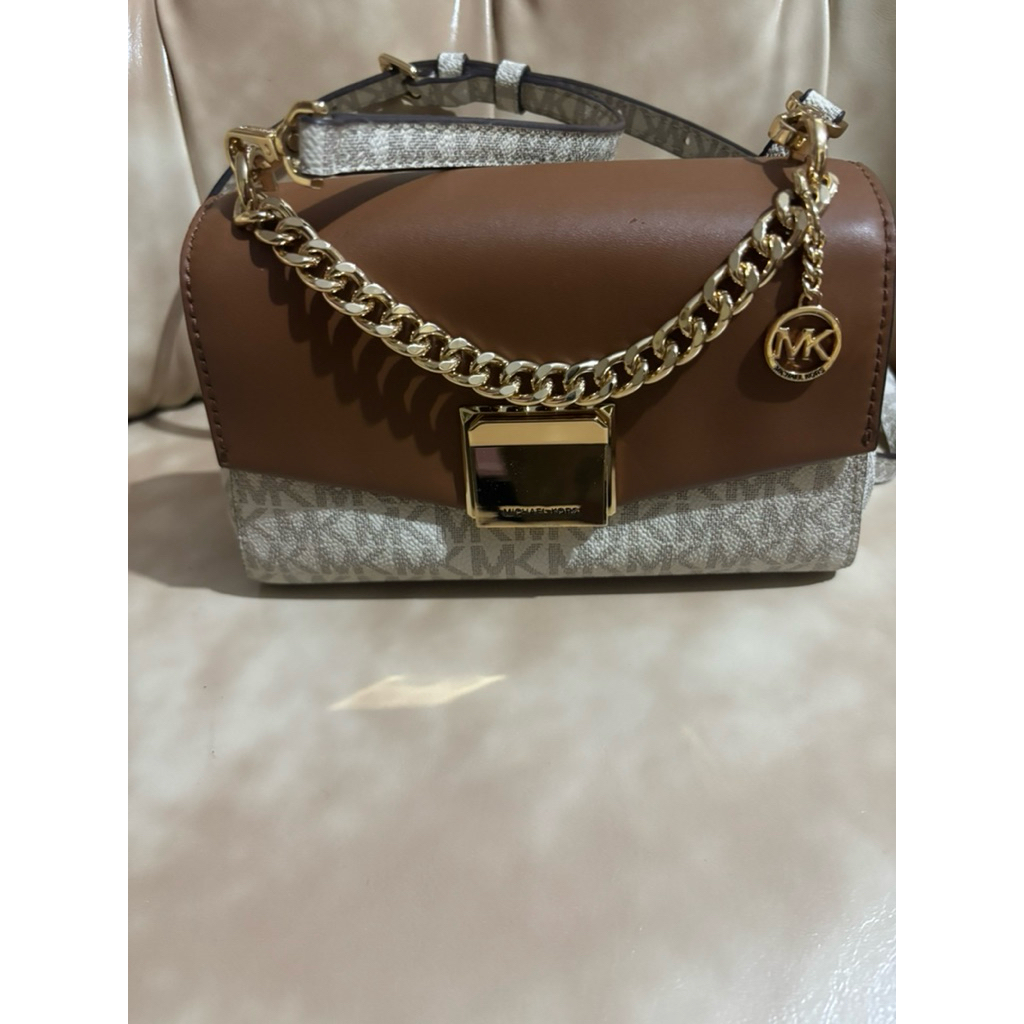 preloved tas MK lita small brown vanilla ori