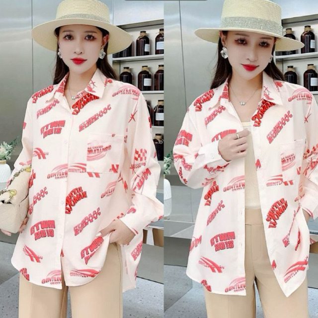 DIAN SHIRT | Kemeja Oversized Wanita Printing Premium