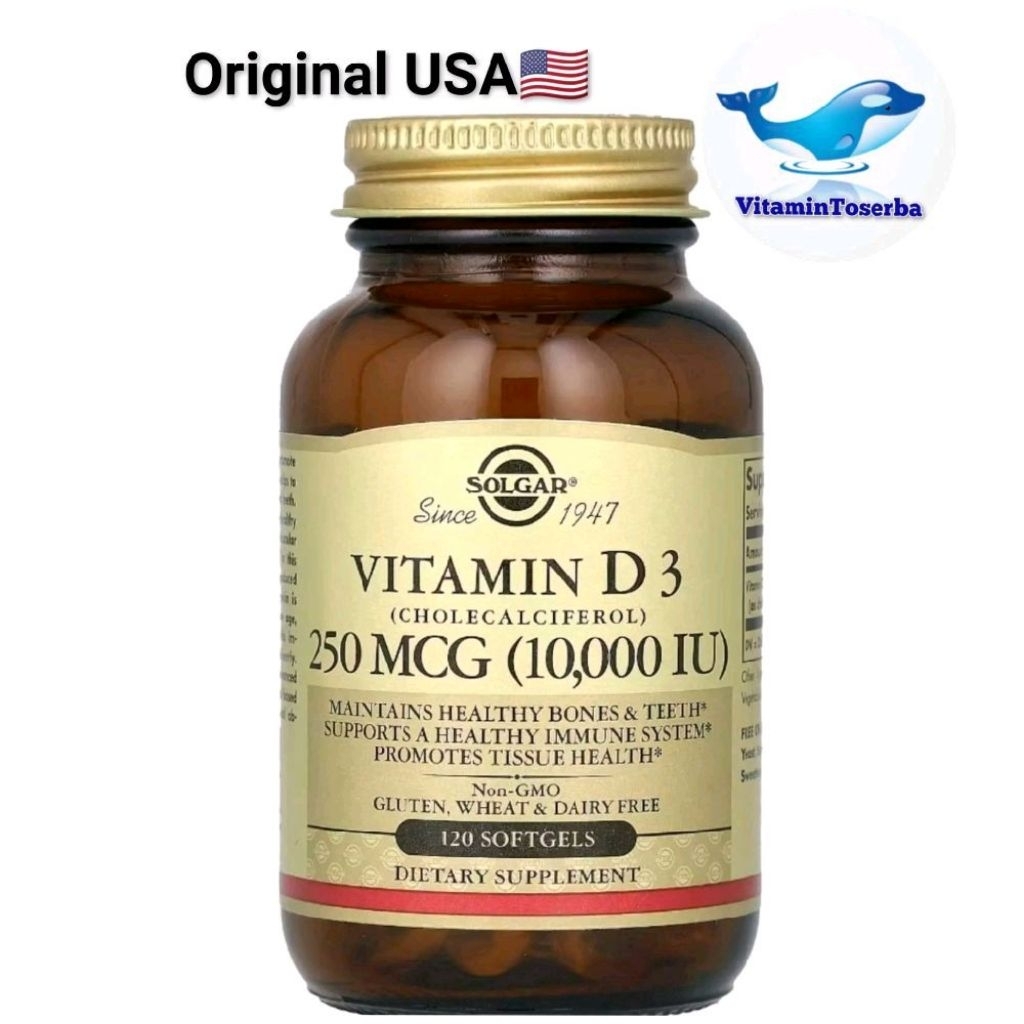 Solgar Vitamin D3 10000 IU 250 MCG Chelecalciferol Maintains Healthy Bones & Teeth 120 Softgels