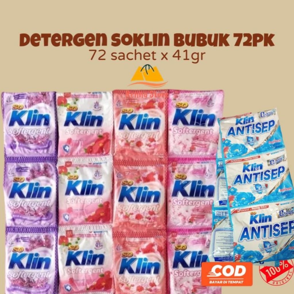 72sachet SoKlin Softergen Bubuk PK 41gr Detergen Cuci Baju