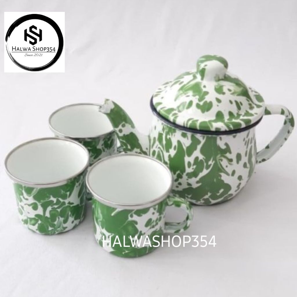 ESKAN BLIRIK JADUL SET GELAS BLIRIK 3 PCS | TEKO BLIRIK CEBOL JADUL | MUG GELAS BLIRIK + TEKO BLIRIK