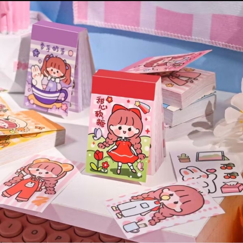 

Stiker note book Mini isi 24 lembar karakter kartun lucu