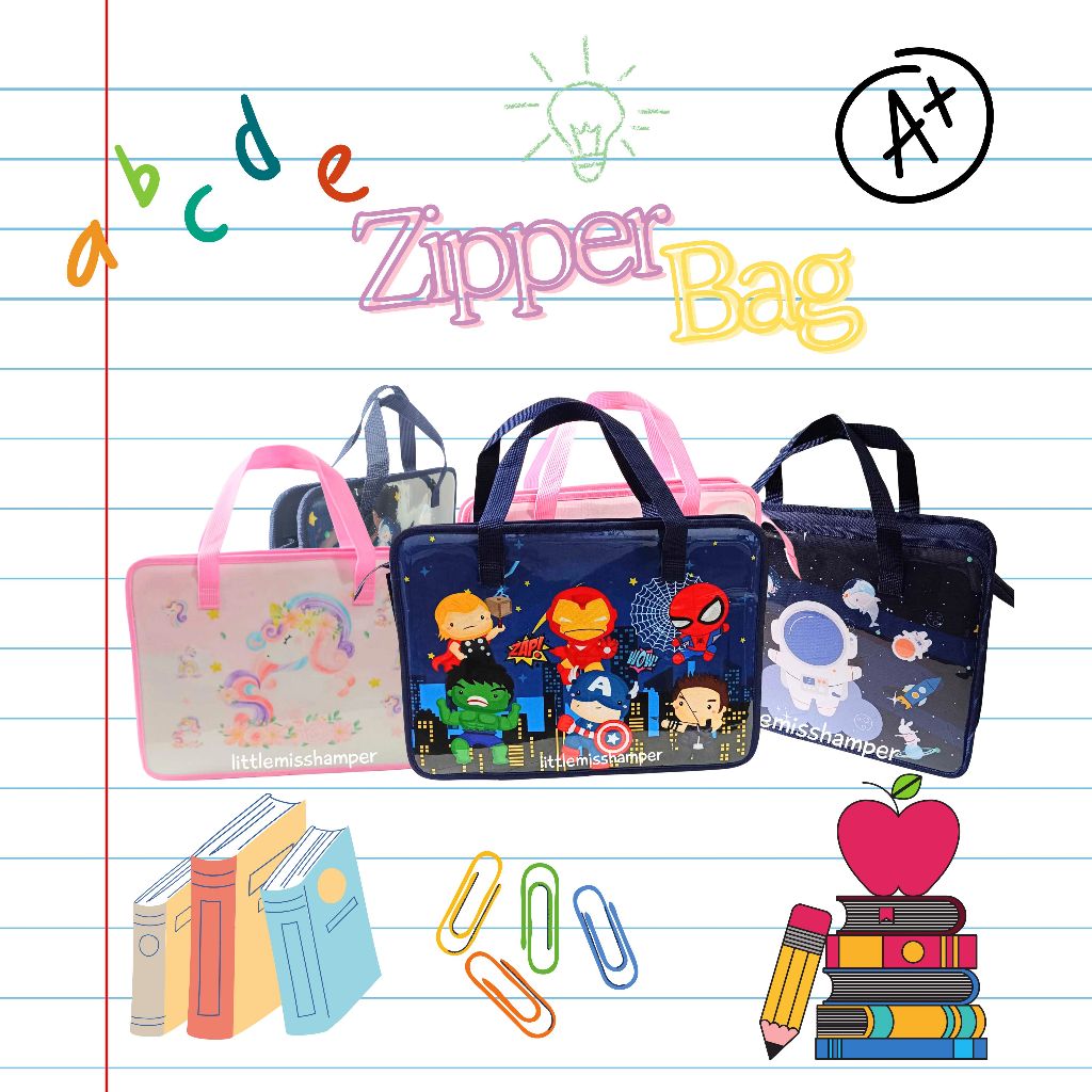 

Ready Satuan Zipper Organizer Bag - Folder Dokumen buku filing map tas les avenger frozen unicorn