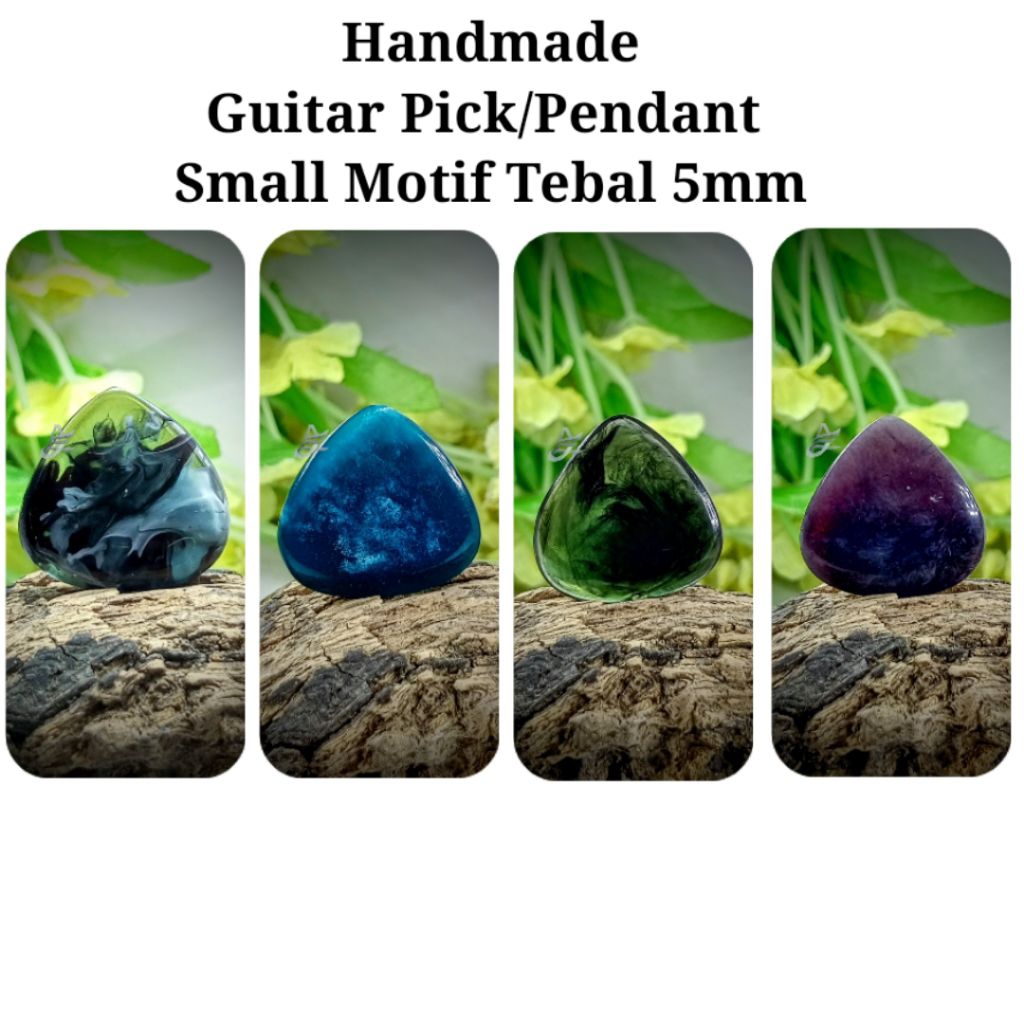 CUSTOM Small PICK GITAR RESIN ART HANDMADE Tebal 5 mm TIRUS AJPW 3 (Bisa dijadikan liontin)