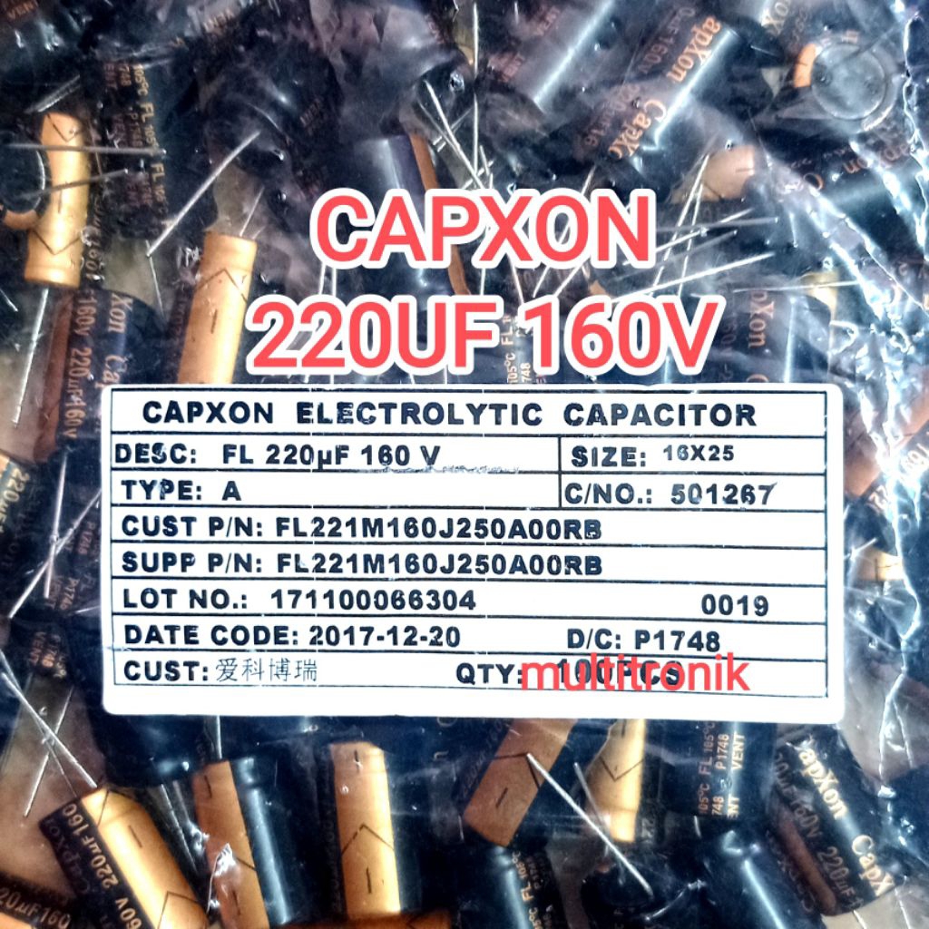 CAPXON 220uf 160v elco 220uf 160v Original 18x25mm – Electrolytic Capacitor