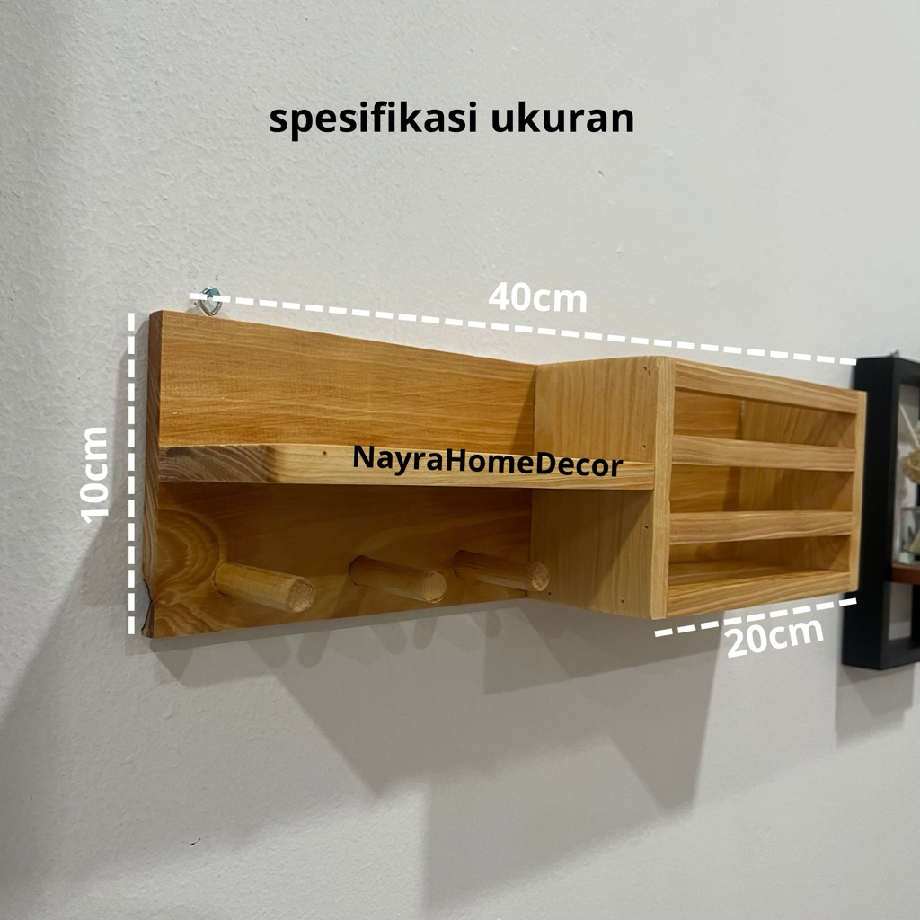 Rak Gantung Kombinasi || Rak Kayu Multifungsi || Kayu Pinus Oven