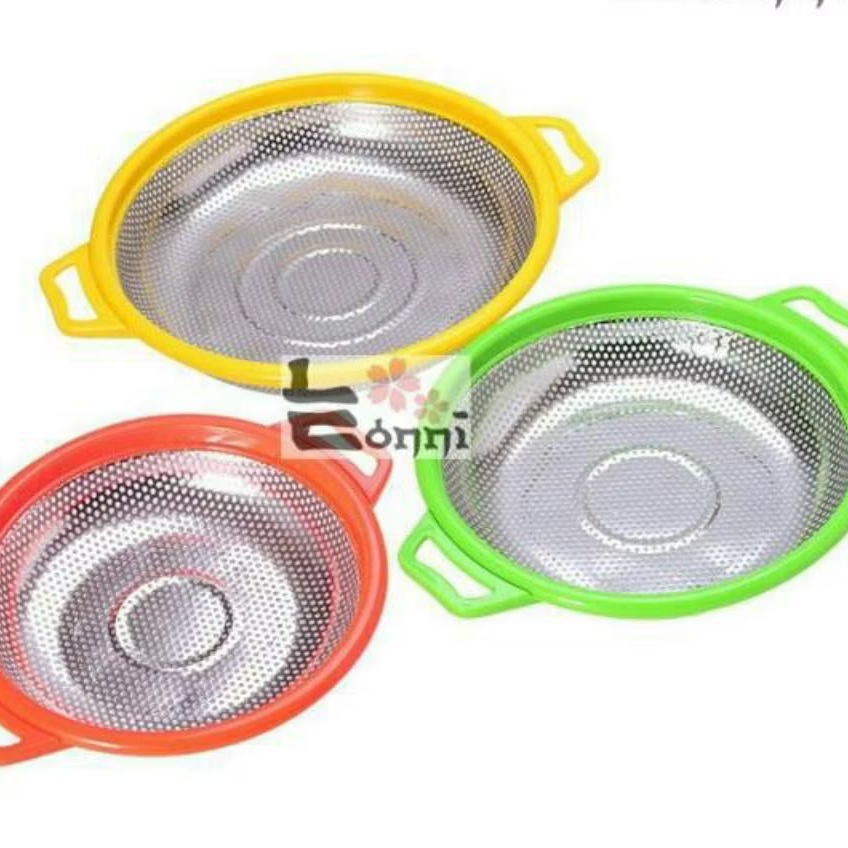 Baskom Penyaring Beras Stainless Air Cuci Sayur 24Cm