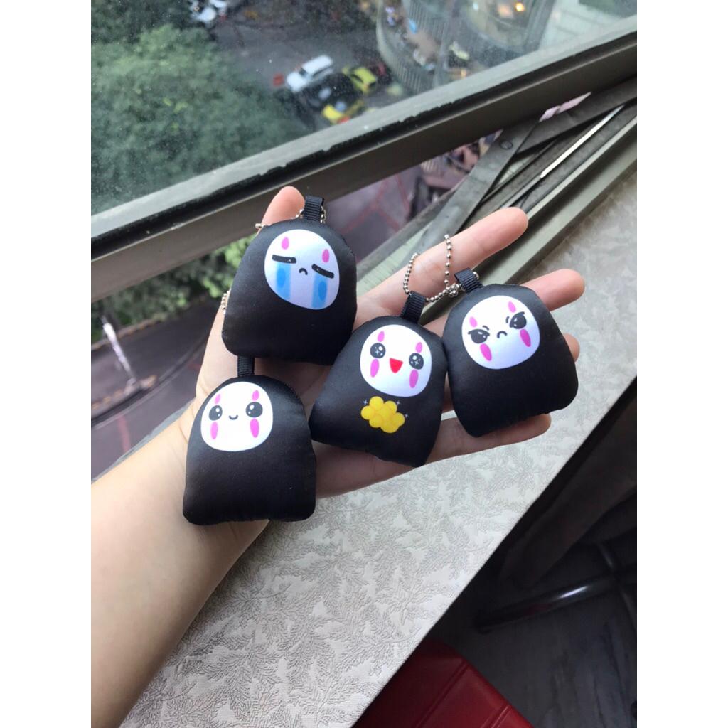 No Face Tiny Plush keychain Kaonashi ghibli fanart boneka gantungan kunci bykrn