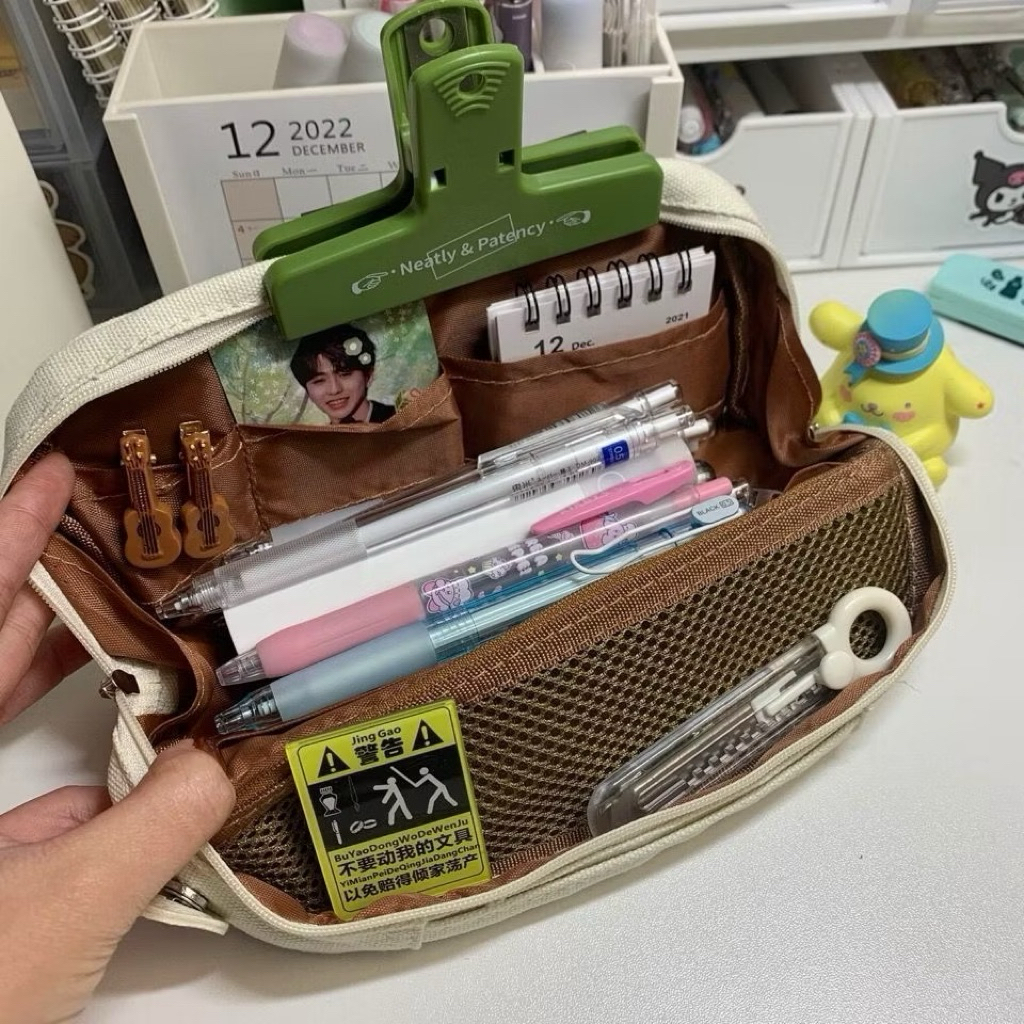 

PREMIUM TEMPAT PENSIL Risleting Kapasitas Besar Gaya Jepang Korea Alat Tulis Tas Double-Layer Multi Fungsi Portabel