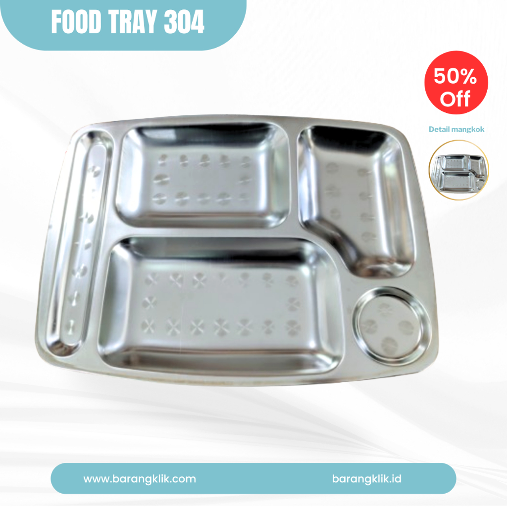 Food Tray Stainless 304 Sekat 5 / Luch Box Stainless Sekat