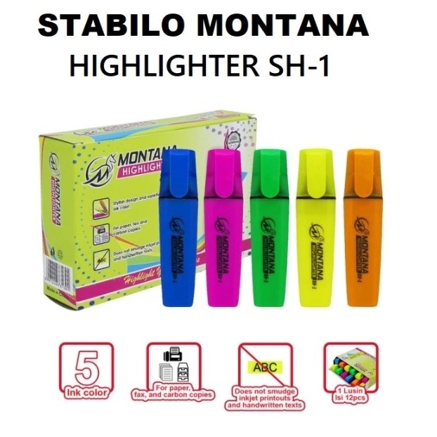 

STABILO MONTANA 1 PACK ISI 12 PCS/ HIGHLIGHTER/ PENANDA WARNA