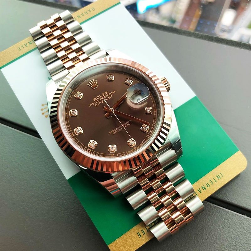 100% ASLI Rolex watch Jam Tangan Rolex pria Rolex Datejust Series M126331-0004 Dial 41mm 18K Rose