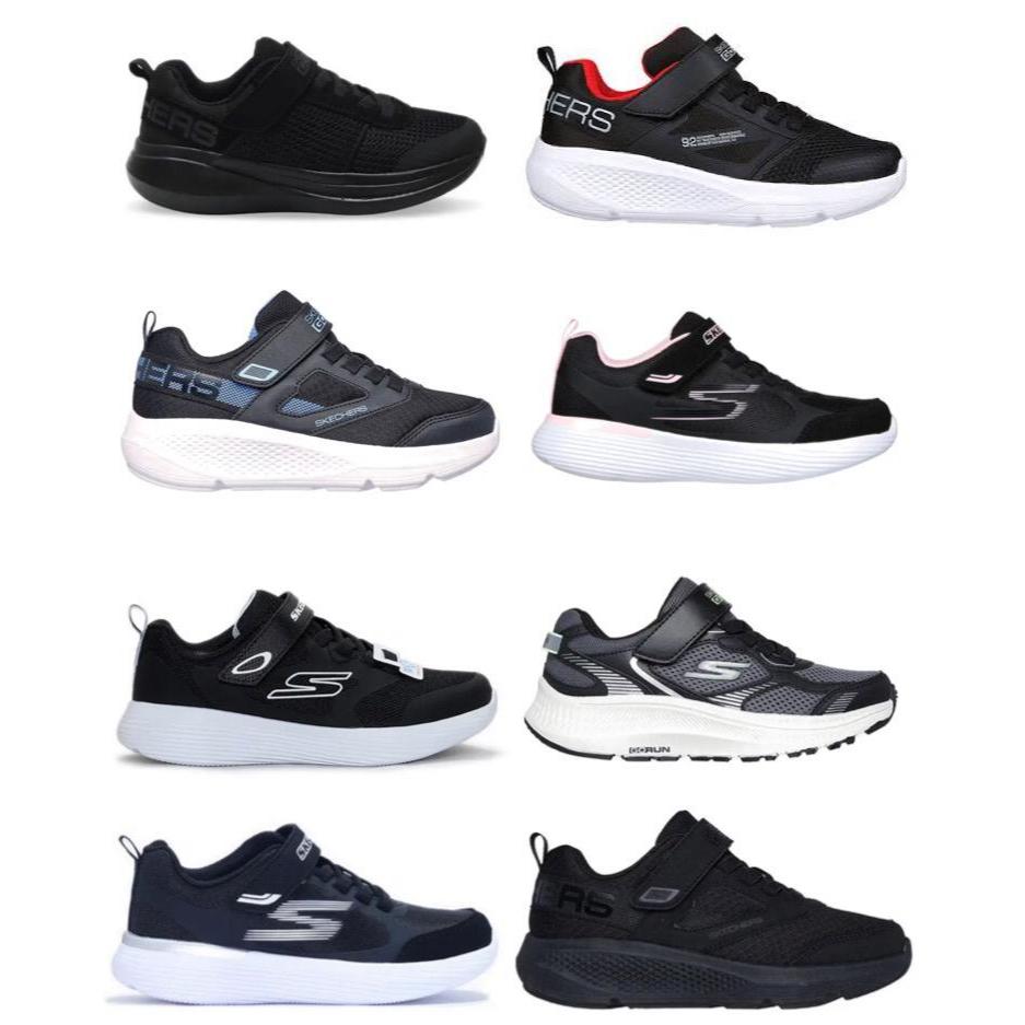 Skechers go run kids black white ORIGINAL (ready sampai size 40)